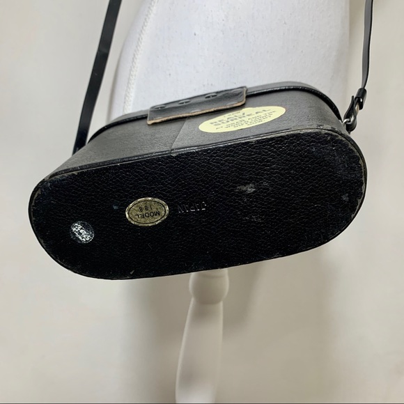 Vtg 70's Boho Chic Binocular Black Leather Case - Picture 12 of 14